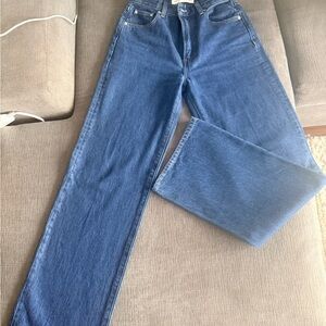 Denim Forum Farrah Hi-Rise Wide Jeans in Deep Blue